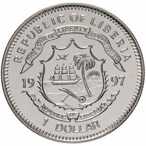 Аверс монеты Либерия, 1 доллар, 1997, 50 лет экспедиции Кон-Тики