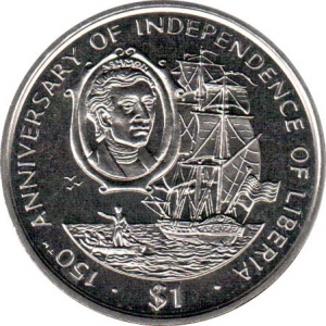 Реверс монеты Либерия, 1 доллар, 1997, 150 лет независимости Либерии