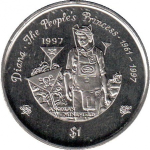 Реверс монеты Либерия, 1 доллар, 1997, Гибель Принцессы Дианы
