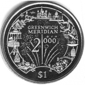 Реверс монеты Либерия, 1 доллар, 2000, Гринвичский меридиан