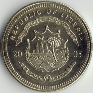 Аверс монеты Либерия, 1 доллар, 2005, Бенедикт XVI