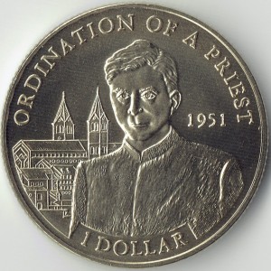 Реверс монеты Либерия, 1 доллар, 2005, Бенедикт XVI - Рукоположение