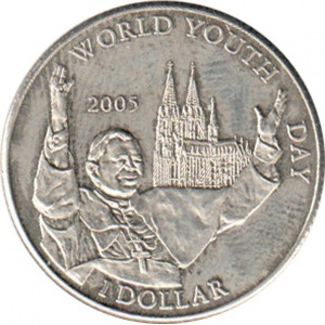 Реверс монеты Либерия, 1 доллар, 2005, Бенедикт XVI - Всемирный день молодежи