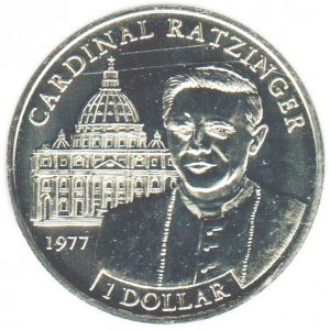 Реверс монеты Либерия, 1 доллар, 2005, Кардинал Ратцингер