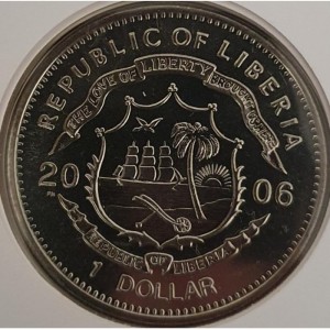Аверс монеты Либерия, 1 доллар, 2006, 80 лет со дня рождения Королевы Елизаветы II /младенец/