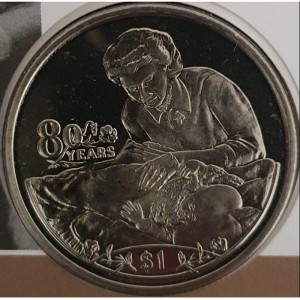 Реверс монеты Либерия, 1 доллар, 2006, 80 лет со дня рождения Королевы Елизаветы II /младенец/