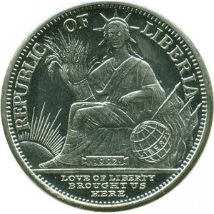 Аверс монеты Либерия, 5 долларов, 1997, Год змеи