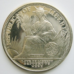 Аверс монеты Либерия, 5 долларов, 1997, Год собаки