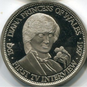 Реверс монеты Либерия, 5 долларов, 1997, Первое телевизионное интервью