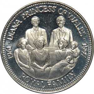 Реверс монеты Либерия, 5 долларов, 1997, Королевская семья