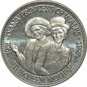 Реверс монеты Либерия, 5 долларов, 1997, Королева-Мать