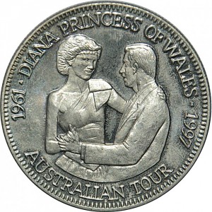 Реверс монеты Либерия, 5 долларов, 1997, Австралийское турне