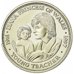 Реверс монеты Либерия, 5 долларов, 1997, Молодой учитель