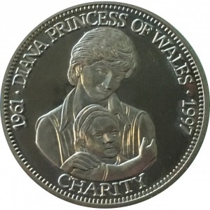 Реверс монеты Либерия, 5 долларов, 1997, Благотворительность