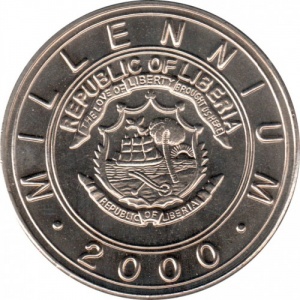 Аверс монеты Либерия, 5 долларов, 2000, Миллениум - Год быка