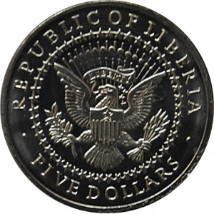 Аверс монеты Либерия, 5 долларов, 2000, Джордж Буш (1989-1993)