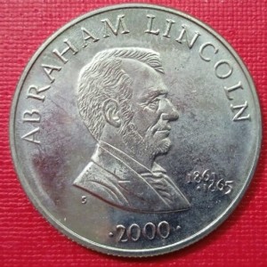 Реверс монеты Либерия, 5 долларов, 2000, Авраам Линкольн (1861-1865)
