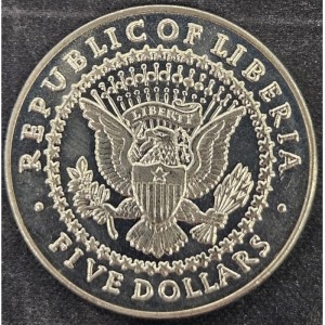 Аверс монеты Либерия, 5 долларов, 2000, Томас Вудро Вильсон (1913–1921)