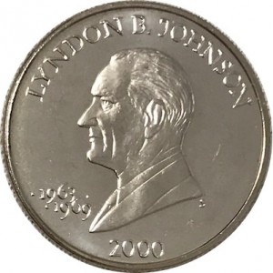Реверс монеты Либерия, 5 долларов, 2000, Линдон Джонсон (1963-1969)