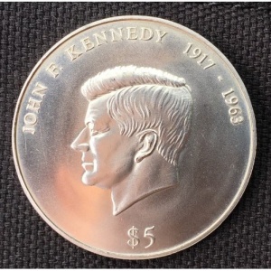 Реверс монеты Либерия, 5 долларов, 2000, Джон Кеннеди (1917-1963)