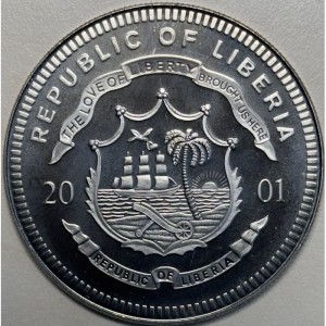 Аверс монеты Либерия, 5 долларов, 2001, Рейнголд