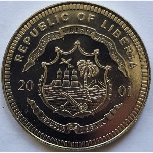 Аверс монеты Либерия, 5 долларов, 2001, Уайетт Эрп