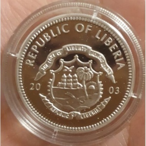 Аверс монеты Либерия, 5 долларов, 2003, 25 лет Понтификата Иоанна Павла II