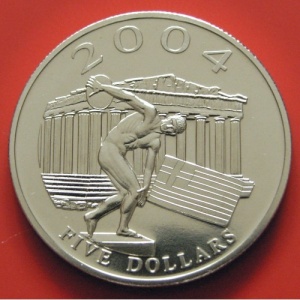 Реверс монеты Либерия, 5 долларов, 2003, Олимпийские игры