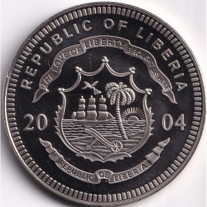 Аверс монеты Либерия, 5 долларов, 2004, Транссибирская магистраль