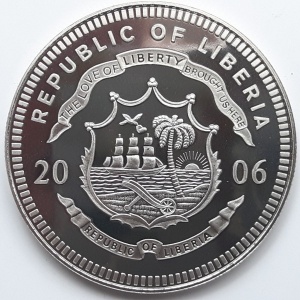 Аверс монеты Либерия, 5 долларов, 2006, Океанский лайнер Queen Mary 2