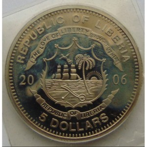 Аверс монеты Либерия, 5 долларов, 2006, Мы в деле!