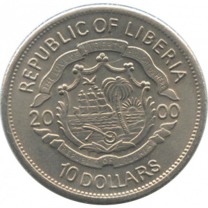 Аверс монеты Либерия, 10 долларов, 2000, Гибель Джона Кеннеди мл.