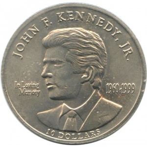 Реверс монеты Либерия, 10 долларов, 2000, Гибель Джона Кеннеди мл.