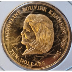 Реверс монеты Либерия, 10 долларов, 2001, Жаклин Бувье Кеннеди