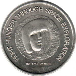 Реверс монеты Либерия, 50 долларов, 1996, "Лицо" на Марсе