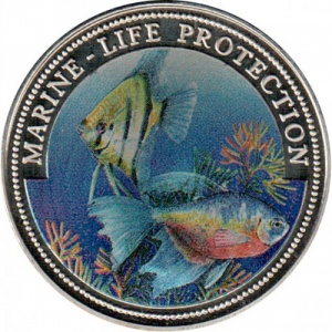Реверс монеты Либерия, 1 доллар, 1996, Защита морской Флоры и Фауны