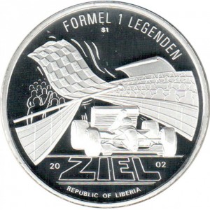 Аверс монеты Либерия, 1 доллар, 2002, Стирлинг Мосс