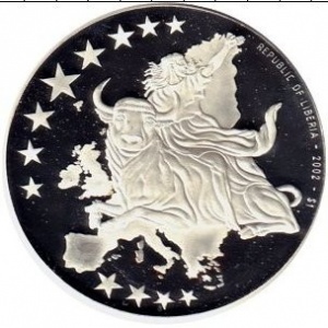 Аверс монеты Либерия, 1 доллар, 2002, Германия, 10 центов
