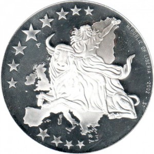 Аверс монеты Либерия, 1 доллар, 2002, Италия, 10 центов