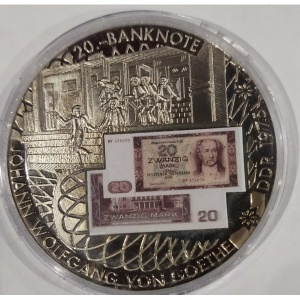 Реверс монеты Либерия, 1 доллар, 2002, ГДР, 20 марок, 1975