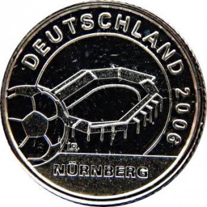 Реверс монеты Либерия, 1 доллар, 2004, Стадион в Нюрнберге