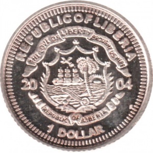 Аверс монеты Либерия, 1 доллар, 2004, Стадион в Ганновере