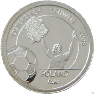 Реверс монеты Либерия, 1 доллар, 2008, Сборная Польши