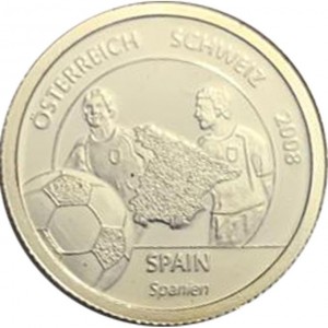 Реверс монеты Либерия, 1 доллар, 2008, Сборная Испании