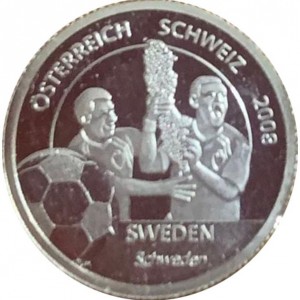 Реверс монеты Либерия, 1 доллар, 2008, Сборная Швеции