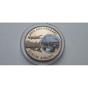 Реверс монеты Либерия, 5 долларов, 1998, 50 лет Берлинский воздушный мост - Stratocruiser