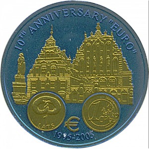 Реверс монеты Либерия, 5 долларов, 2005, Латвия