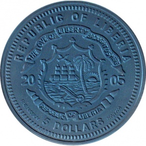Аверс монеты Либерия, 5 долларов, 2005, Нидерланды