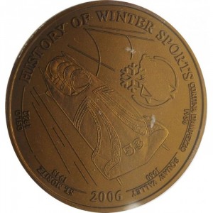 Реверс монеты Либерия, 5 долларов, 2006, История зимних видов спорта - Бобслей