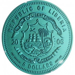 Аверс монеты Либерия, 5 долларов, 2006, История зимних видов спорта - Хоккей